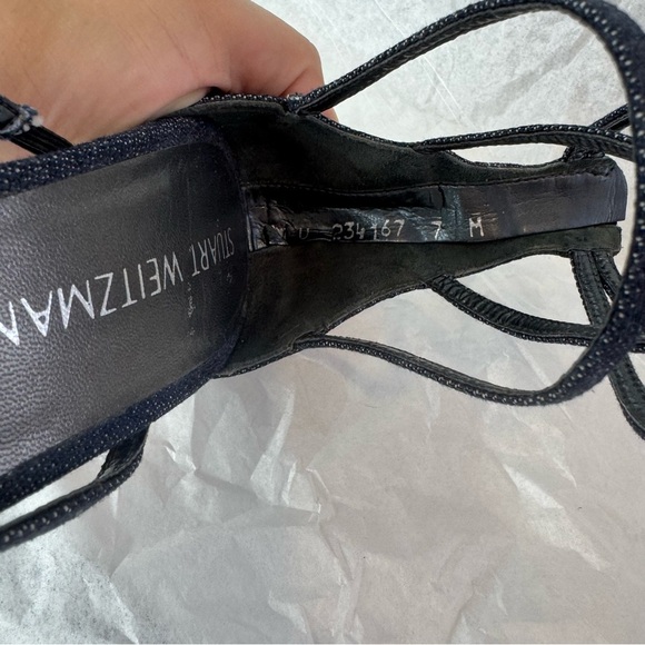 STUART WEITZMAN MYEX sandal denim strappy stiletto 7 women’s - Picture 8 of 9